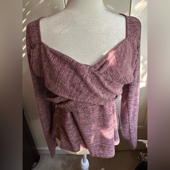 SHEIN purple color long sleeve sweetheart neckline in the front blouse- 2XL NWT - Picture 6 of 6